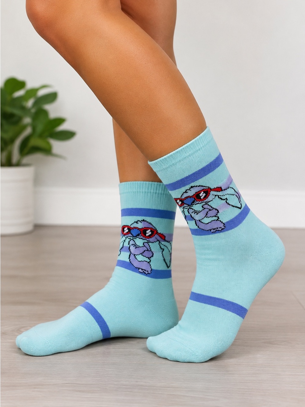 Disney Stitch Crew Socks Teal